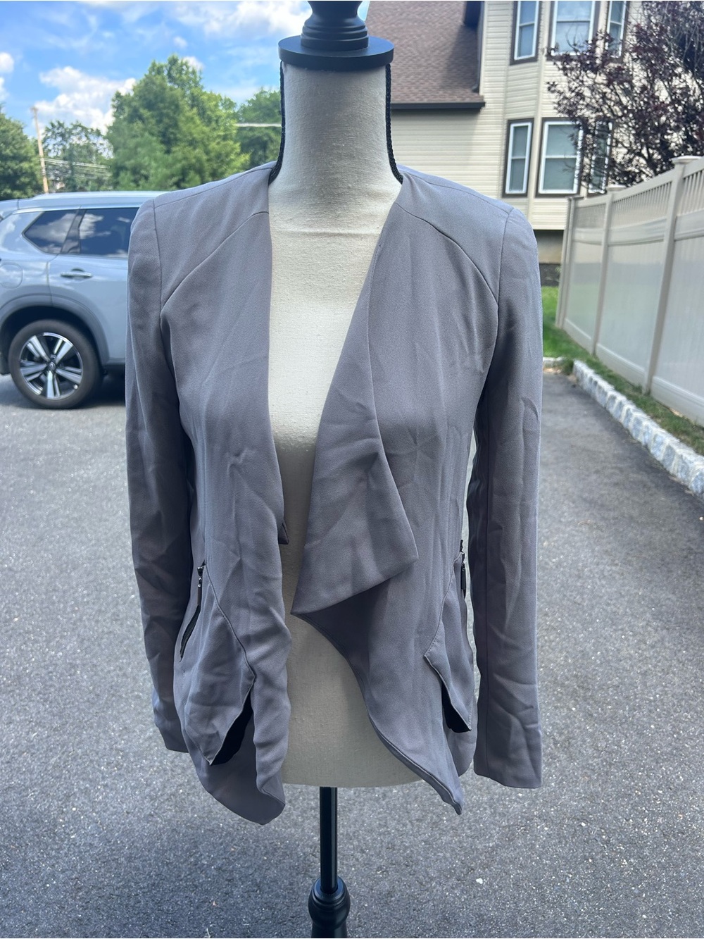 UK2LA Grey Open-Front Draped Blazer